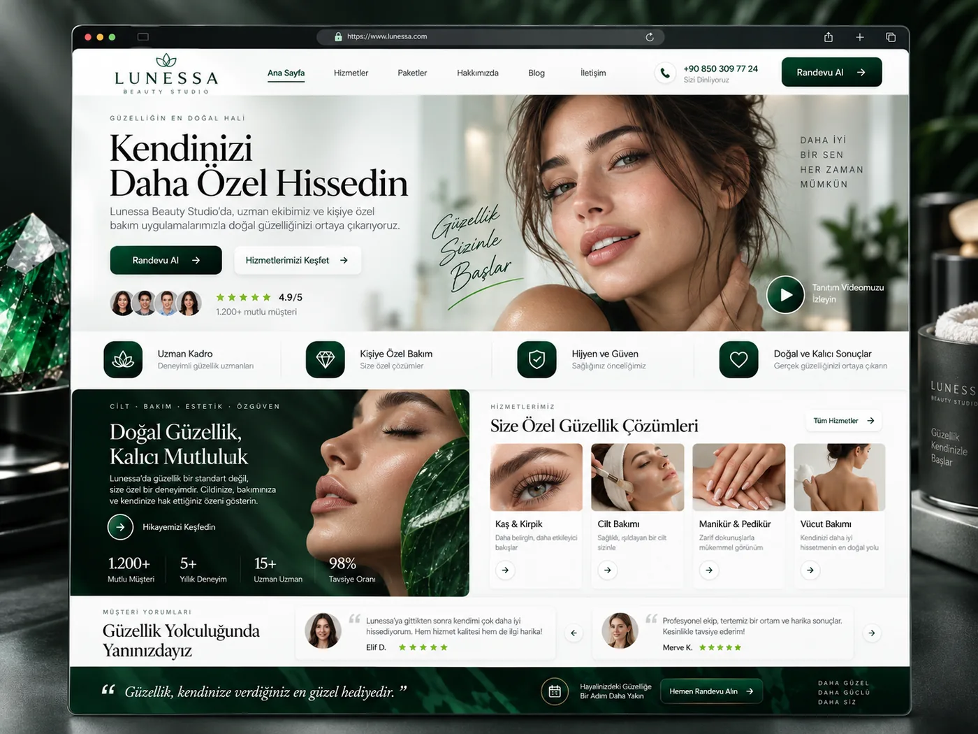 Güzellik Salonu için demo web sitesi tasarımı